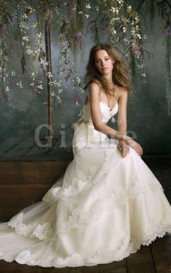 Abito da Sposa Cuore Naturale con Applique in Pizzo con Fusciacca – Gillne.it