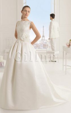 Abito da Sposa Elegante a Sala Senza Maniche Barchetta Shiena Sheer – Gillne.it