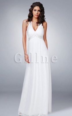 Abito da Sposa in Chiffon Senza Maniche Lungo Cerniera Semplice – Gillne.it