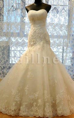 Abito da Sposa in Taffeta con Applique in Pizzo Allacciato con Piega – Gillne.it