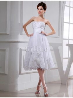 Abito da Sposa in Taffeta in Organza con Applique Corto Alta Vita – Gillne.it