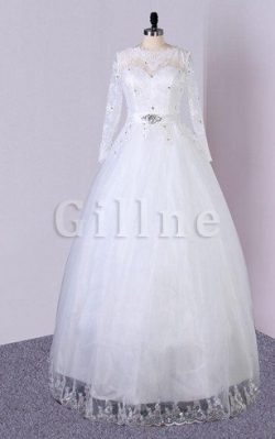 Abito da Sposa in Tulle con Paillette Conservatore A-Line in Paillette – Gillne.it