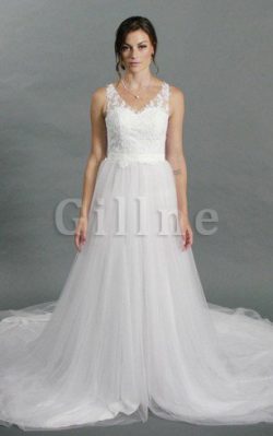 Abito da Sposa Pomposo Romantico in Pizzo con Ricamo in Tulle – Gillne.it