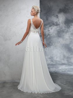 Abito da Sposa Principessa Coda A Strascico Corto in Chiffon A-Line Lunghi – Gillne.it