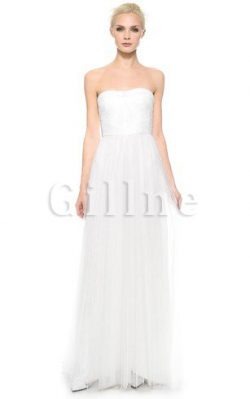 Abito da Sposa Senza Maniche in Organza Schiena Nuda Naturale con Increspato – Gillne.it