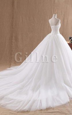 Abito da Sposa Senza Maniche in Pizzo Naturale in Tulle Cuore – Gillne.it