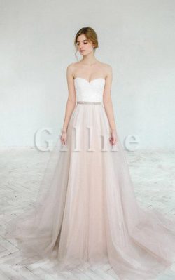 Abito da Sposa Senza Strap Stravagante Cuore in Tulle Coda A Strascico Corto – Gillne.it