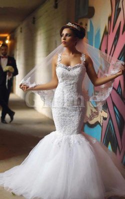 Abito da Sposa Sirena Senza Maniche Cuore in Tulle in Pizzo – Gillne.it