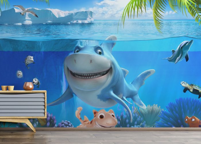 3d Underwater Shark World Kids Room Wall Murals