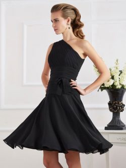 A-Linie One Schulter Prinzessin knielanges Abiballkleid mit Drapierung – MeKleid.de