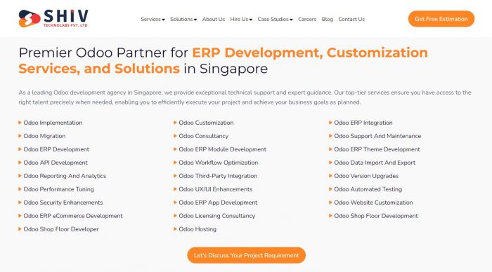 Best Odoo ERP & Customization Experts in Singapore – Shiv Technolabs