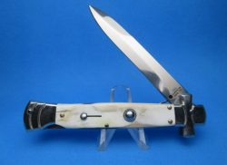 A.G.A. Campolin 9″ Blonde Horn Maltese Bayonet Switchblade Knife