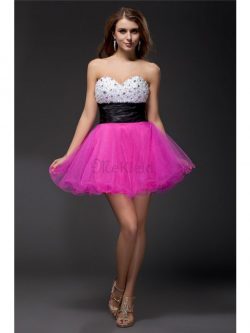 Organza Elastischer Gewebter Satin Prinzessin Cocktailkleid mit Schleife mit Perlen – MeKl ...