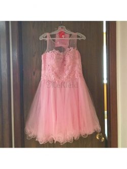 Prinzessin A Linie Mini Cocktailkleid mit Applikation mit Schaufel Ausschnitt – MeKleid.de