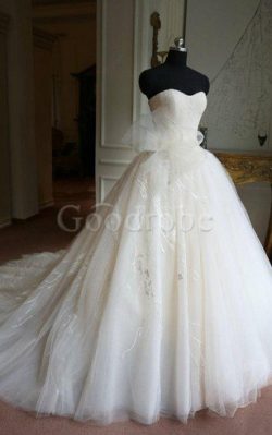 Robe de mariée avec zip manche nulle avec nœud de mode de bal longueur au ras du sol – Goo ...