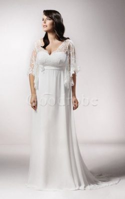 Robe de mariée de fourreau avec fleurs lache longueur au ras du sol ligne a – GoodRobe