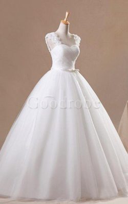 Robe de mariée de mode de bal de col en cœur en tulle de traîne mi-longue avec fleurs – Go ...