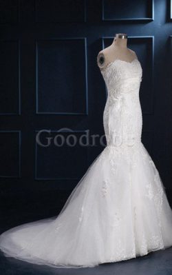 Robe de mariée decoration en fleur en satin jusqu’au mollet en tulle en tissu pailleté  ...