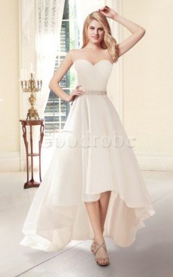 Robe de mariée distinguee romantique avec perle avec sans manches de col en cœur – GoodRobe