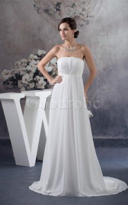 Robe de mariée informel plissé longue facile de tour de ceinture en haute – GoodRobe