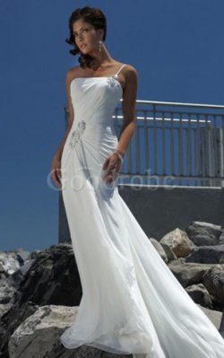 Robe de mariée longue beaded belt avec perle en plage de traîne moyenne – GoodRobe