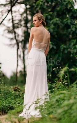 Robe de mariée naturel décontracté d’épaule asymétrique ligne a en chiffon – GoodRobe