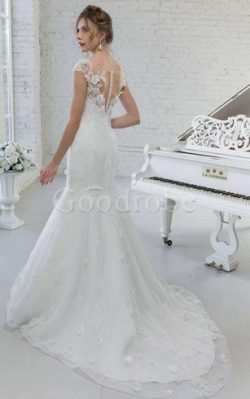 Robe de mariée romantique sexy v encolure avec manche épeules enveloppants avec fleurs – G ...