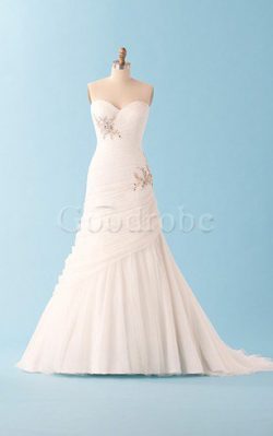 Robe de mariée solennelle fourreau avec bijoux en plein air de traîne courte avec perle –  ...