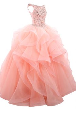 Robe de quinceanera romantique longue avec cristal de crystal floral pin textile en tulle – ...