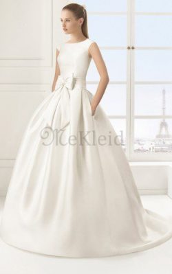 Satin Schick Romantisches Brautkleid mit Gürtel mit Knöpfen – MeKleid.de