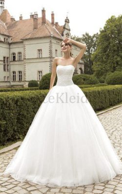 Tüll Duchesse-Linie Ärmellos Brautkleid mit Bordüre mit Applikation – MeKleid.de