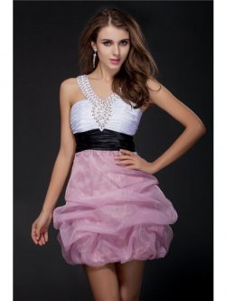 V-Ausschnitt Duchesse-Linie Mini Cocktailkleid mit Schleife mit Reißverschluss – MeKleid.de