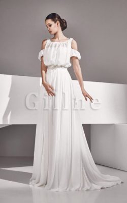 Abito da Sposa a Riva Senza Maniche in Chiffon Alta Vita A Terra – Gillne.it