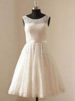 Abito da sposa affascinante all aperto con nastro con fusciacca semplice al ginocchio – Gi ...