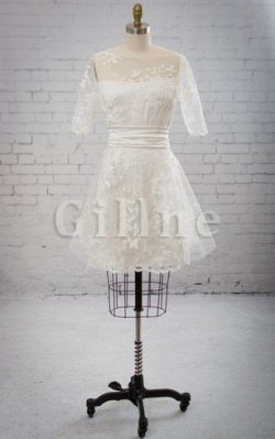 Abito da Sposa All Aperto Shiena Sheer con Mezze Maniche Barchetta Semplice – Gillne.it