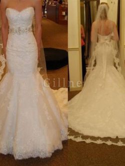 Abito da sposa con cristino attraente sensuale lungo allacciato conservatore – Gillne.it