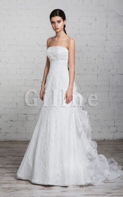 Abito da Sposa in Pizzo A-Line in Pizzo con Perline Senza Spalline – Gillne.it