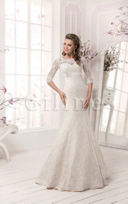 Abito da Sposa in Pizzo Bordo Ondulato con Nastro con Bottone Elegante – Gillne.it