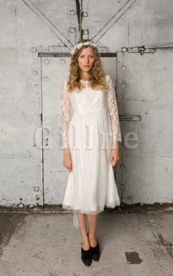 Abito da Sposa in Pizzo Originale con Piega Sotto Ginocchio in Tulle – Gillne.it