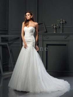 Abito da Sposa in Tulle con Applique Lunghi Alta Vita Cuore – Gillne.it