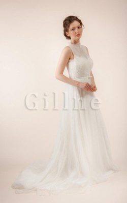 Abito da Sposa Naturale in Tulle All Aperto Semplice A Terra – Gillne.it