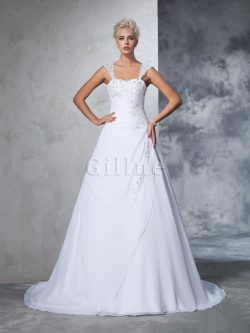 Abito da Sposa Radiosa Lungo Senza Maniche con Applique in Chiffon – Gillne.it