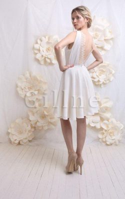 Abito da Sposa Schiena Nuda V-Scollo in Chiffon Moda con Piega – Gillne.it