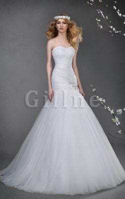 Abito da Sposa Sirena con Criss-cross in Tulle A Terra Cuore – Gillne.it