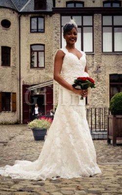 Abito da Sposa Sirena V-Scollo Naturale in Pizzo Queen Anne – Gillne.it