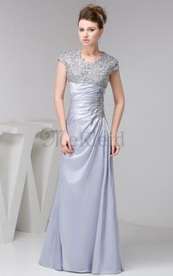 A-Linie Drapiertes Gerüschtes Taft Elegantes Abendkleid – MeKleid.de