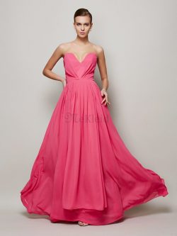 Natürliche Taile Herz-Ausschnitt Prinzessin Ballkleid aus Chiffon ohne Ärmeln – MeKleid.de