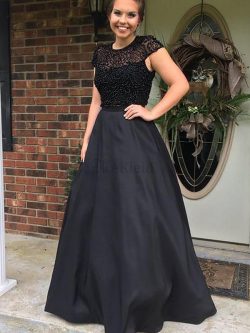 Normale Taille Satin Prinzessin A-Linie Abendkleid mit Perlen – MeKleid.de