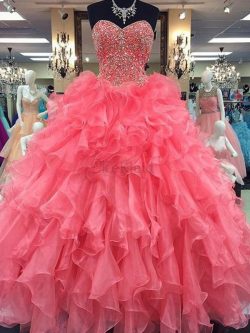 Organza Natürliche Taile Perlenbesetztes Ärmelloses Bodenlanges Partykleid – MeKleid.de