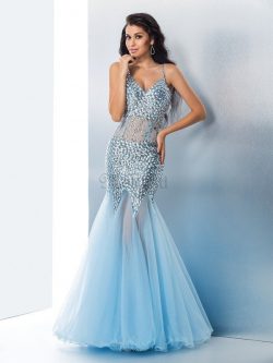 Organza Paillette Reißverschluss Bodenlanges Ballkleid mit Natürlicher Taille – MeKleid.de